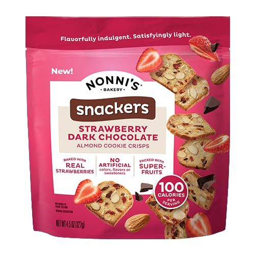 Nonni&#39;s Bakery Snackers - Strawberry Dark Chocolate Almond Cookie Crisps - 4.5 oz