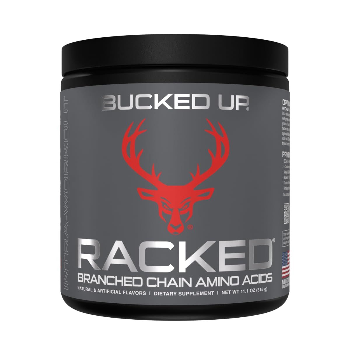 Bucked Up- BCAA RACKED Branch Chained Amino Acids L-Carnitine, Acetyl L-Carnitine, GBB Post Workout Recovery, Protein Synthesis, Lean Muscle BCAAs That You Can Feel! 30 Servings Blood Raz