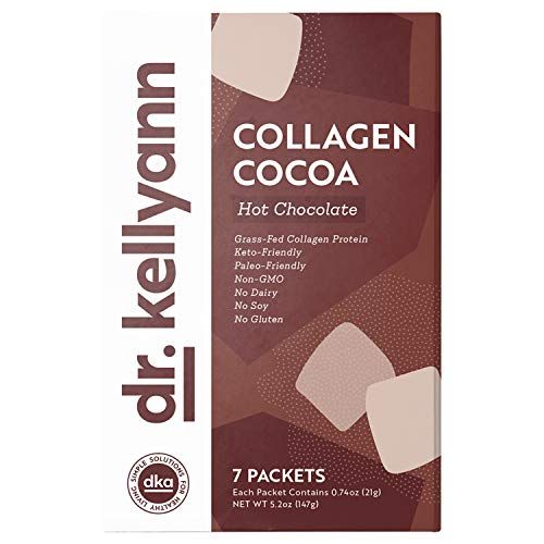 Dr. Kellyann Keto Cocoa Hot Chocolate Packets 7 Servings - Grass-Fed Collagen Coconut Milk, Sugar-Free, Keto-Friendly, 1 Pack