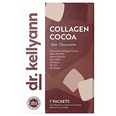 Dr. Kellyann Keto Cocoa Hot Chocolate Packets 7 Servings - Grass-Fed Collagen Coconut Milk, Sugar-Free, Keto-Friendly, 1 Pack