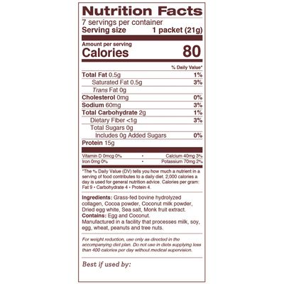 Dr. Kellyann Keto Cocoa Hot Chocolate Packets 7 Servings - Grass-Fed Collagen Coconut Milk, Sugar-Free, Keto-Friendly, 1 Pack