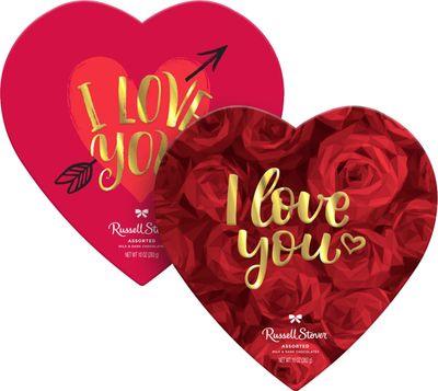 Russell Stover, Assorted Chocolates I Love You Heart Box Designs, 10 Ounce