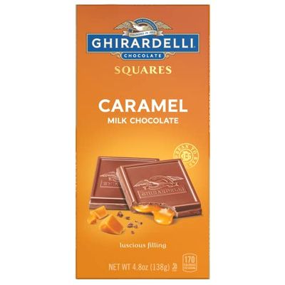 GHIRARDELLI Caramel Milk Chocolate Squares Bar, 4.8 OZ Bar 10 Pack