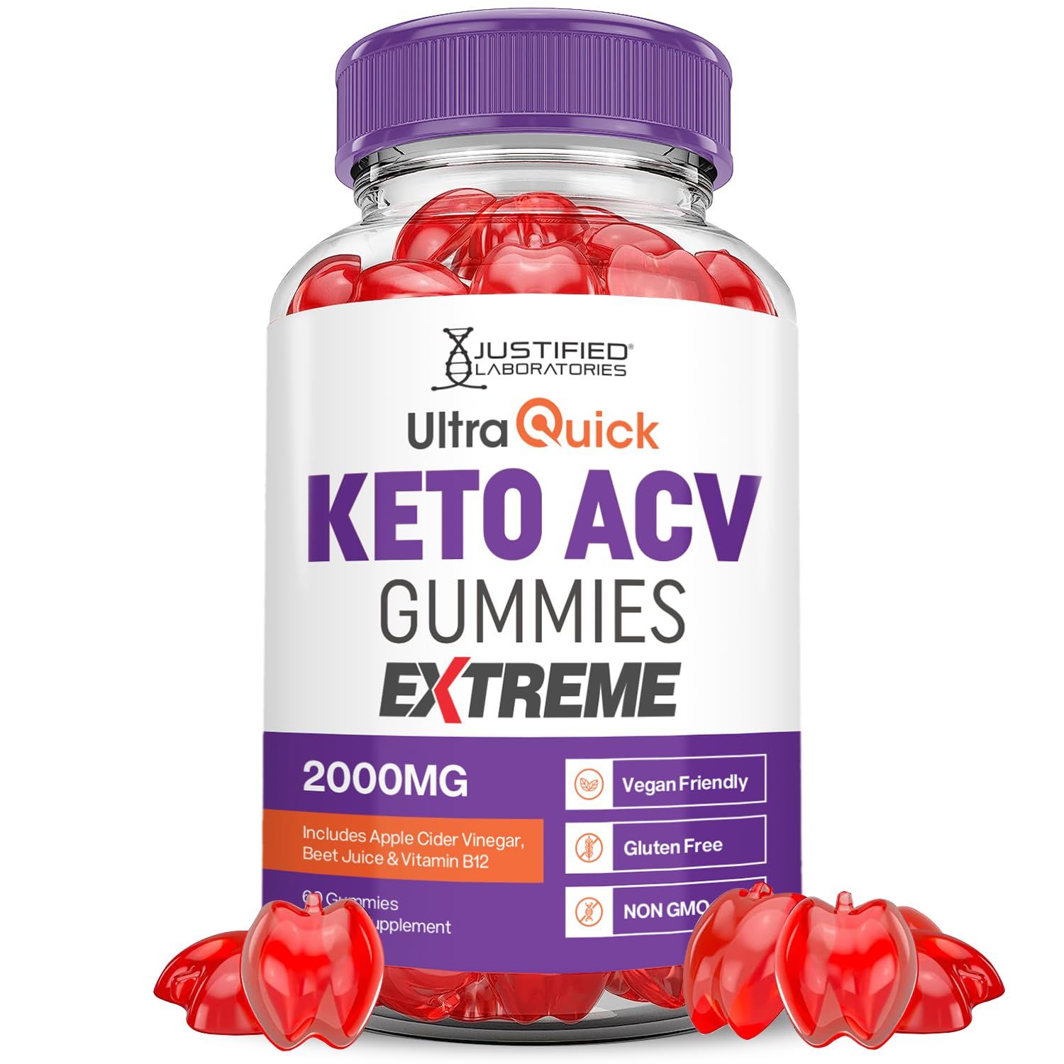 Ultra Quick Keto ACV Gummies Extreme 2000MG Ultraquick Keto Gummies Apple Cider Vinegar Formulated with Pomegranate Beet Juice Powder B12 Vegan Non GMO 60 Gummys
