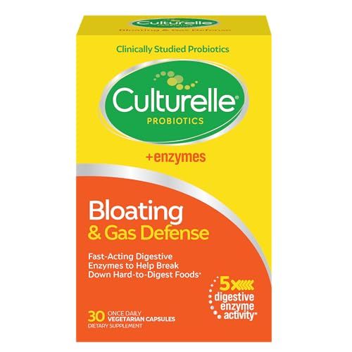 Culturelle Bloating Gas Defense, Digestive Enzymes Probiotics for Digestive Health, 30 Capsules, Supports Occasional Indigestion Discomfort