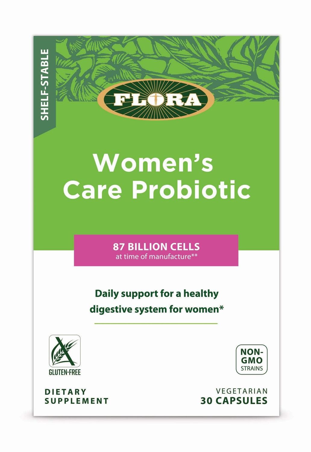 Flora - Womens Care Probiotic with Eight Strains of Beneficial Bacteria, Support Digestive Vaginal Health, Fights Yeast and UTI Bacteria, Shelf Stable, 87 Billion CFUs, 30 Vegetarian Capsules
