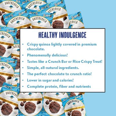 ZZSZRPMACV, UNDERCOVER Chocolate Crispy Quinoa Snack - DARK CHOCOLATE SEA SALT - Gluten-Free, Nut-Free Bags, 2 Ounce Pack of 8