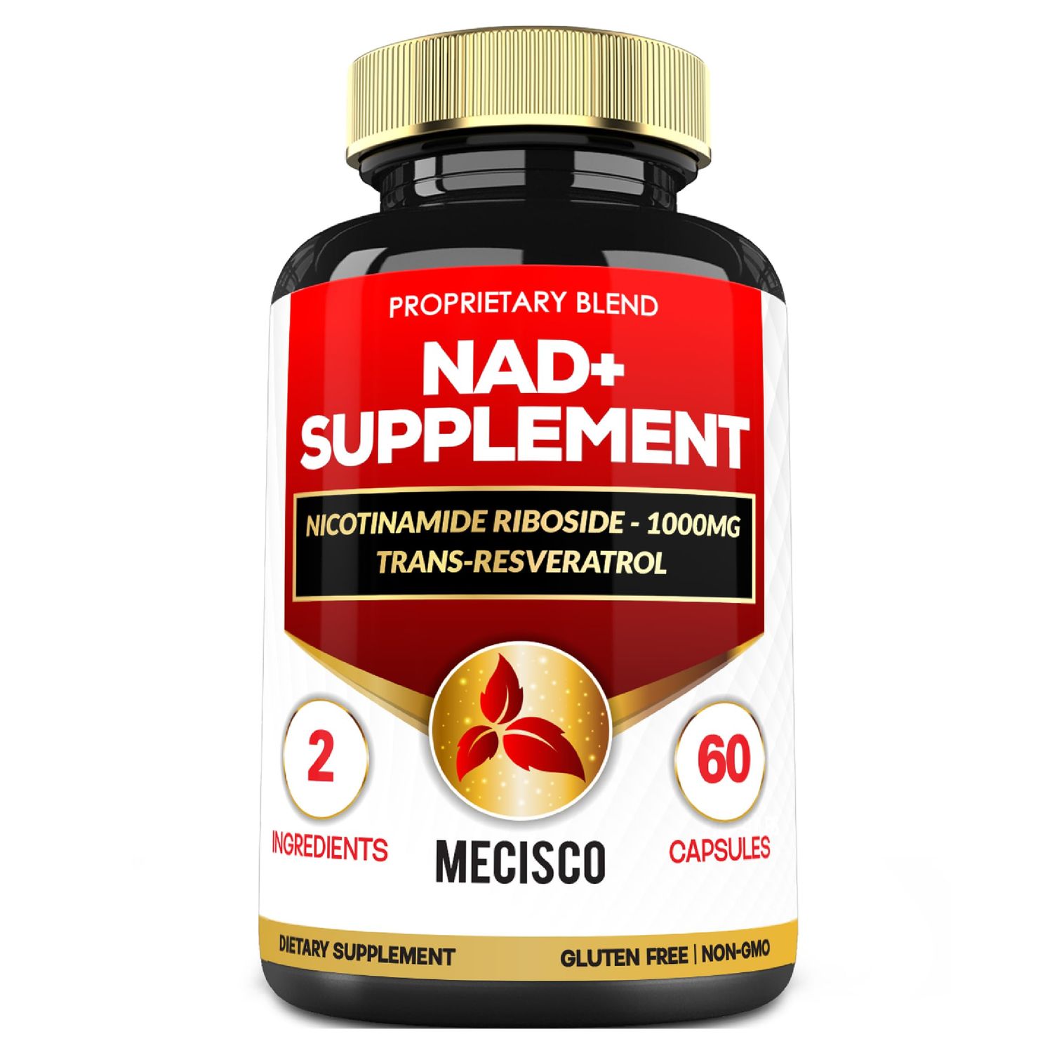 Mecisco 2in1 NAD Supplement with Nicotinamide Riboside Resveratrol - 60 Capsules for 30 Days