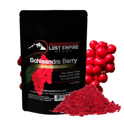 Lost Empire Herbs Schisandra Powder - 5:1 Organic Concentrate - Adaptogenic Herb, Liver Detox, Cognitive Support, Stress Relief and More - Gluten Free, Paleo, Vegan, and Keto Friendly 30 gram