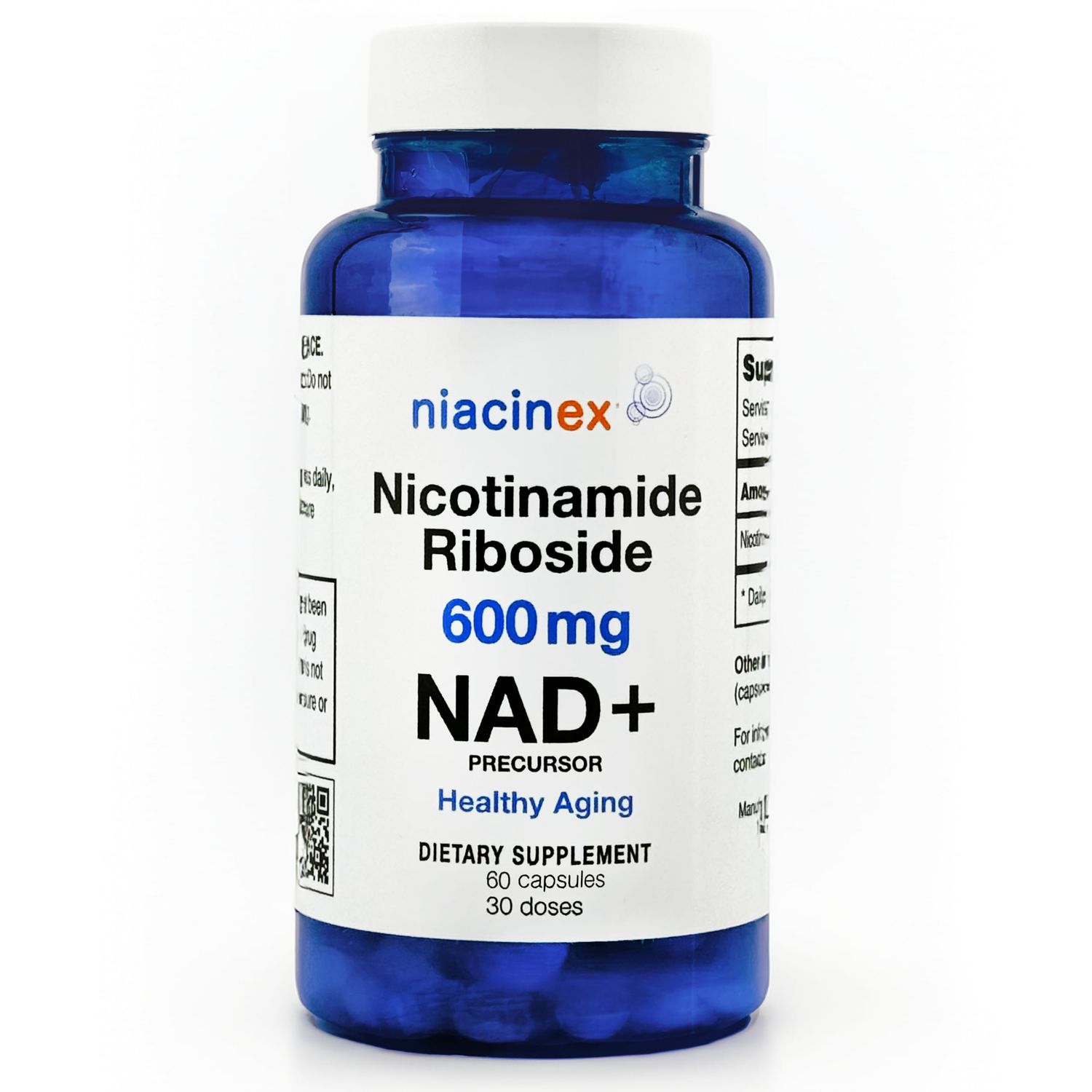 Niacinex Nicotinamide Riboside 600mg NAD Precursor Supplement, 60 Vegetarian Capsules for Healthy Aging, Energy Metabolism, Cellular Health
