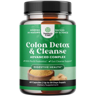 Colon Cleanser Detox - Lactobacillus Acidophilus Probiotic Supplement Body Cleanse - Psyllium Husk Capsules Gut Health Supplement