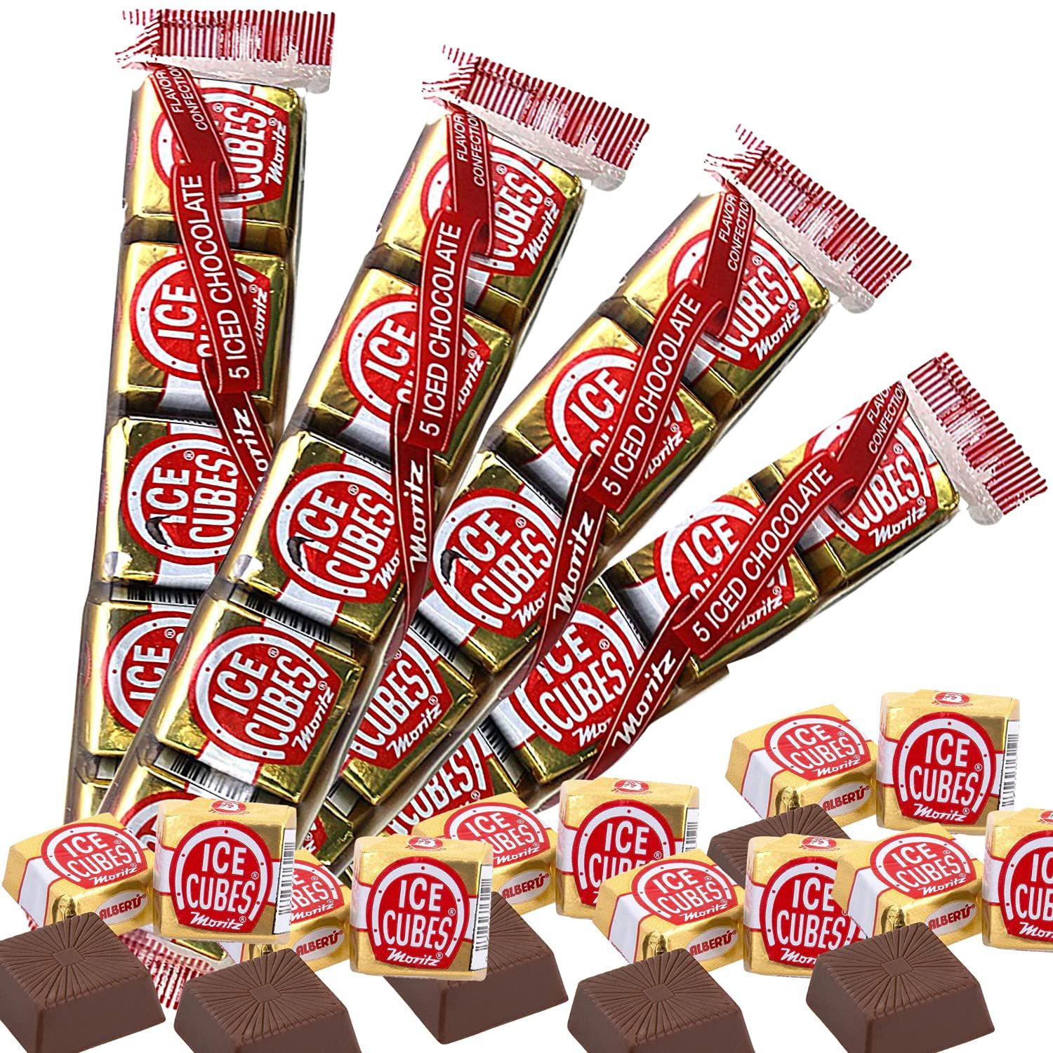 Needzo Milk Foil Chocolate Squares Ice Cube Shaped Chocolates Bundle, Individually Wrapped Holiday Cocoa Treats, Pack of 4, 5 Cubes Each