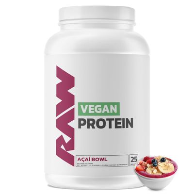 RAW Vegan Protein Powder, Acai Bowl - 20g of Plant-Based Protein Powder Fortified with Vitamins for Muscle Growth Recovery - Low-Fat, Low Carb, Naturally Flavored Sweetened - 25 Servings