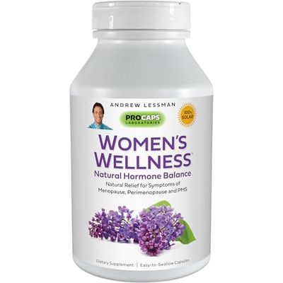 ANDREW LESSMAN Women s Wellness 60 Capsules - Naturally Relieves PMS, Menopause and Perimenopause Symptoms, with Soy Isoflavones, EGCG, Cranberry, Broccoli and More. Easy to Swallow Capsules