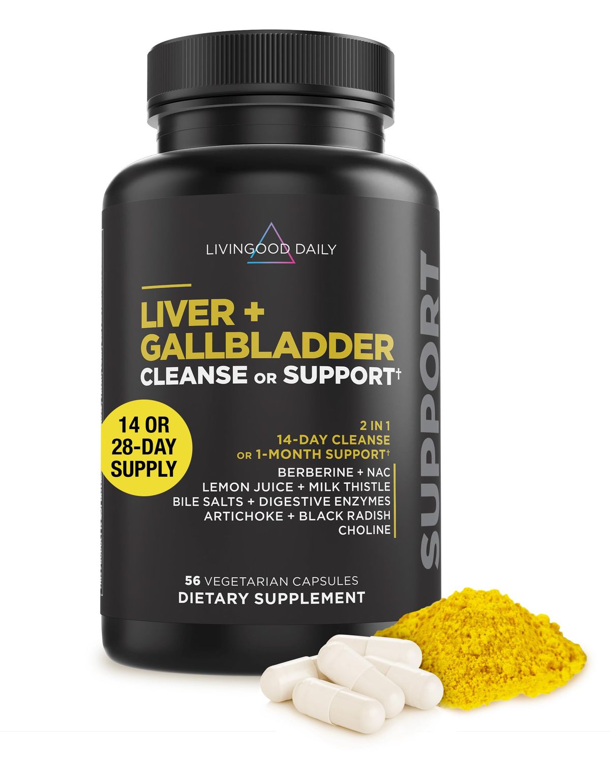Livingood Daily Intestinal Cleanse, para Candi Cleanser or Support 56 Vegetarian Capsules - Support Heart, Skin, Gut Health - Non-GMO, Gluten-Free, Vegan