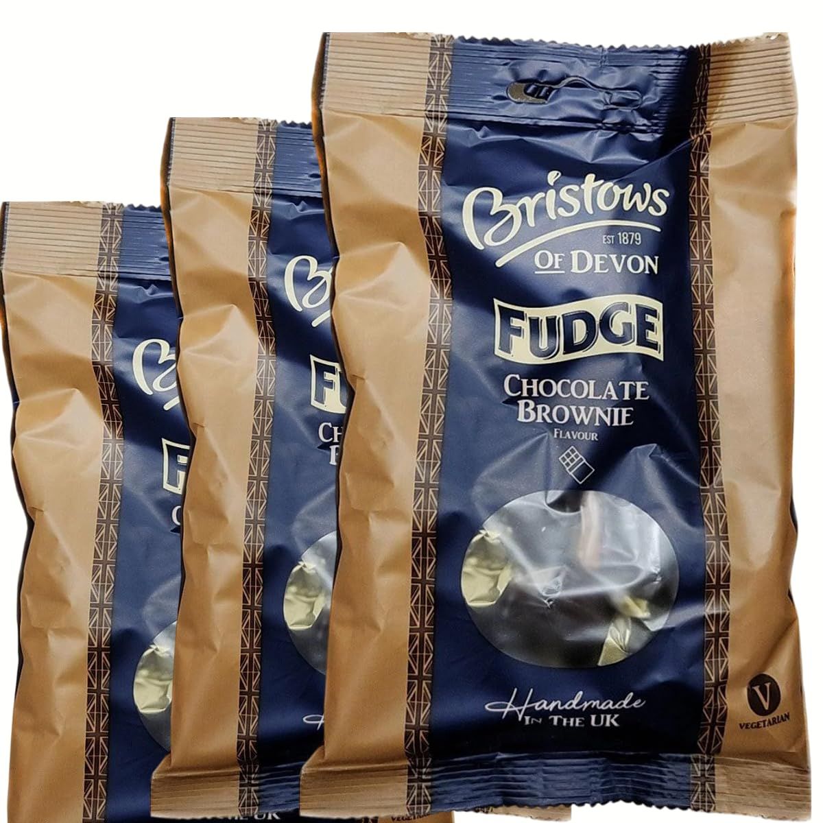 Bristows Chocolate Brownie Fudge Candy Bar Delicious Smooth Creamy Taste Individually Wrapped for Freshness Flavor Handmade in the UK 5.29 Oz150g Pack of 3