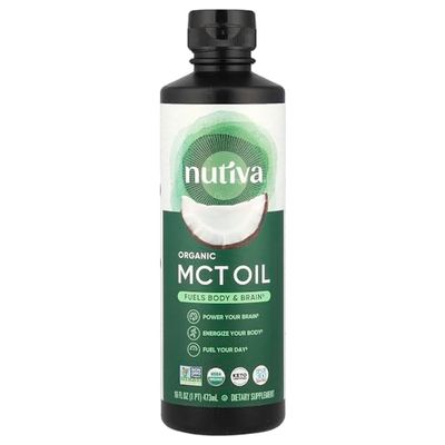 Nutiva Organic MCT Oil, 16 fl oz, Unflavored for Keto Coffee, Non-GMO Oil made from Organic Coconuts, Keto Friendly, Best MCT Oil Wellness Ketosis Supplement, 14g of C8 C10 per serving