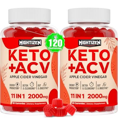 Apple Cider Vinegar Gummies, Max Strength Keto Acv Gummies with Green Tea, Probiotics, B12, B6, Keto Support, Apple Cider Vinegar with Mother for Detox Cleanse, Digestion Gut, Vegan, 120 Counts