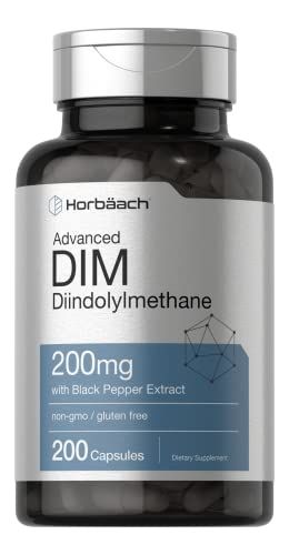 Horb ach DIM Supplement for Women and Men 200mg 200 Capsules Advanced Diindolylmethane with Black Pepper Extract Non-GMO, Gluten Free