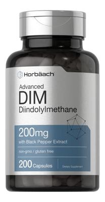 Horb ach DIM Supplement for Women and Men 200mg 200 Capsules Advanced Diindolylmethane with Black Pepper Extract Non-GMO, Gluten Free
