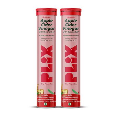 PLIX Apple Cider Vinegar with Mother 30 Effervescent Tablets 700 mg ACV Supplements for Weight Management Support No Added Sugar, Non-GMO Gluten-Free -Pack of 2