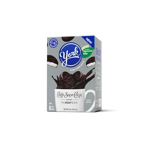 Candy Shop Cocoa YORK Peppermint Pattie Cocoa Mix Hot Chocolate Make Hot or Iced Cocoa Made With Real Milk Gluten Free 1.25 oz packet 8 count