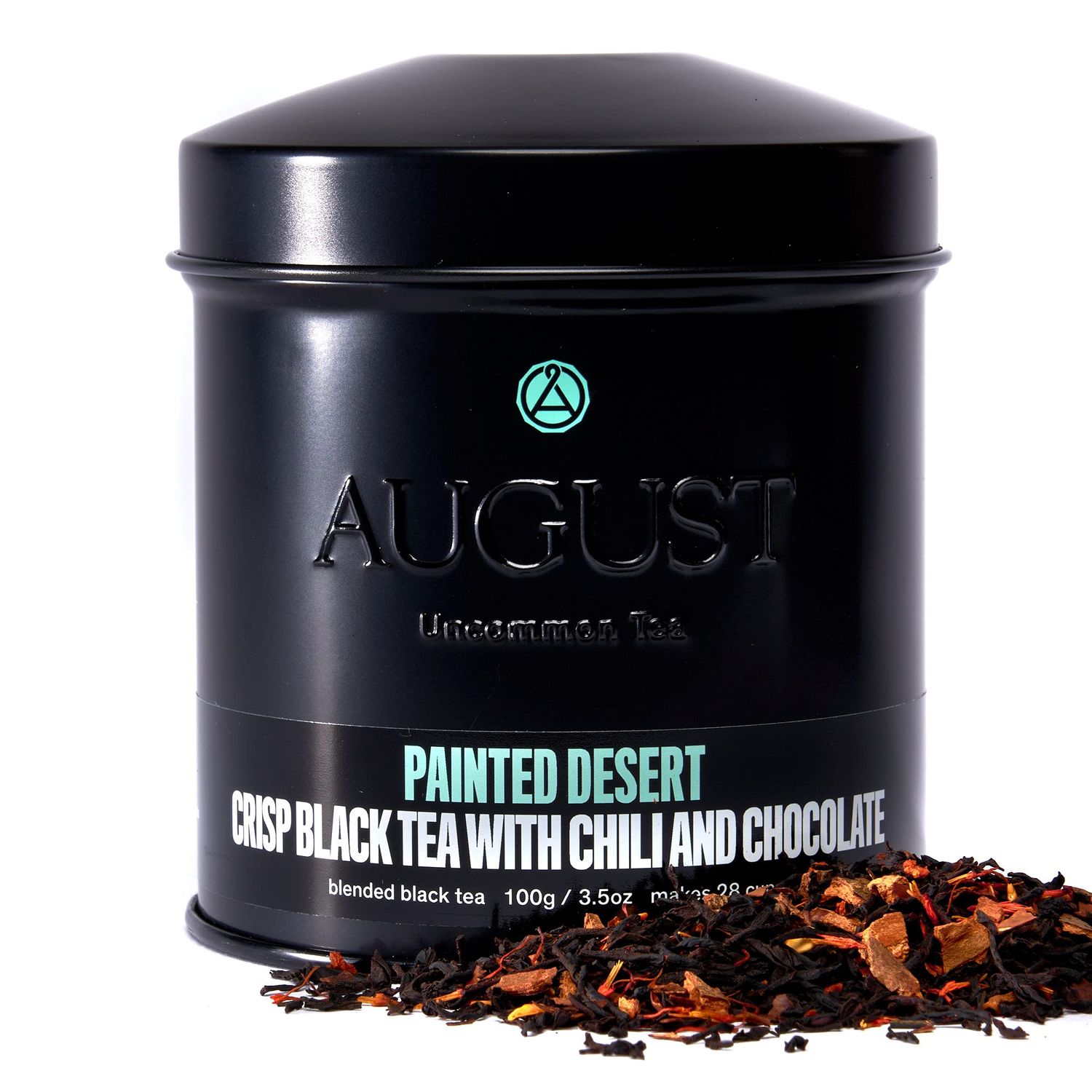 August Uncommon Loose Leaf Tea - Painted Desert - Chili Chocolate Black Tea - Hot Iced Tea - Natural - 3.5 oz Tin 100g makes 28-56 Cups