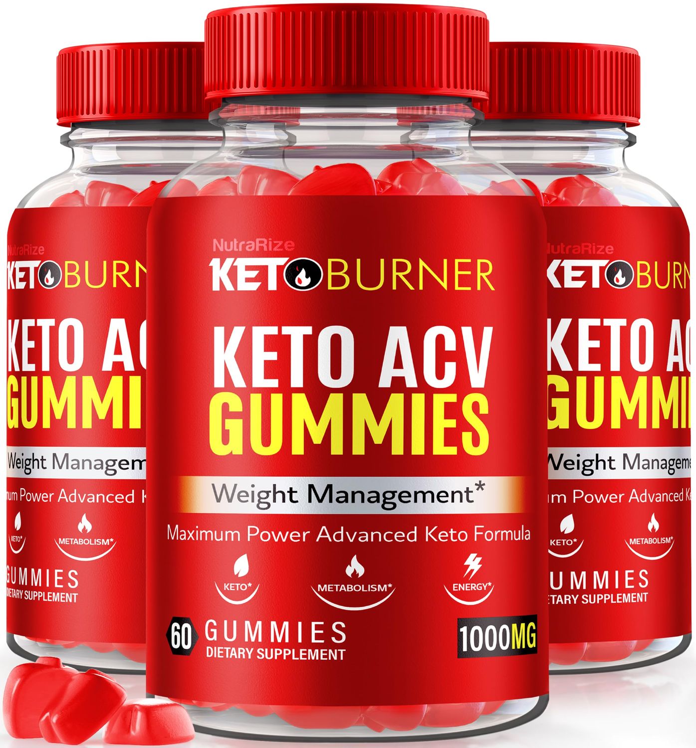 NutraRize Pack of 3 Keto Burner Keto ACV Gummies for Weight Loss, All Natural Apple Cider Vinegar Gummy, Advanced Keto Formula, Reviews 180 Gummies