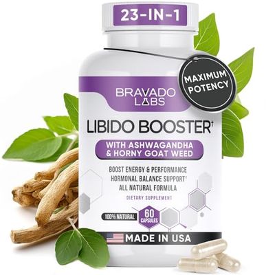 Bravado Labs Libido Enhancer Supplement - Female Libido Booster for Women - Drive, Energy, Mood, Intimacy and Performance Enhancement Pills - with Maca Root, Ashwagandha, Dong Quai - 60 ct