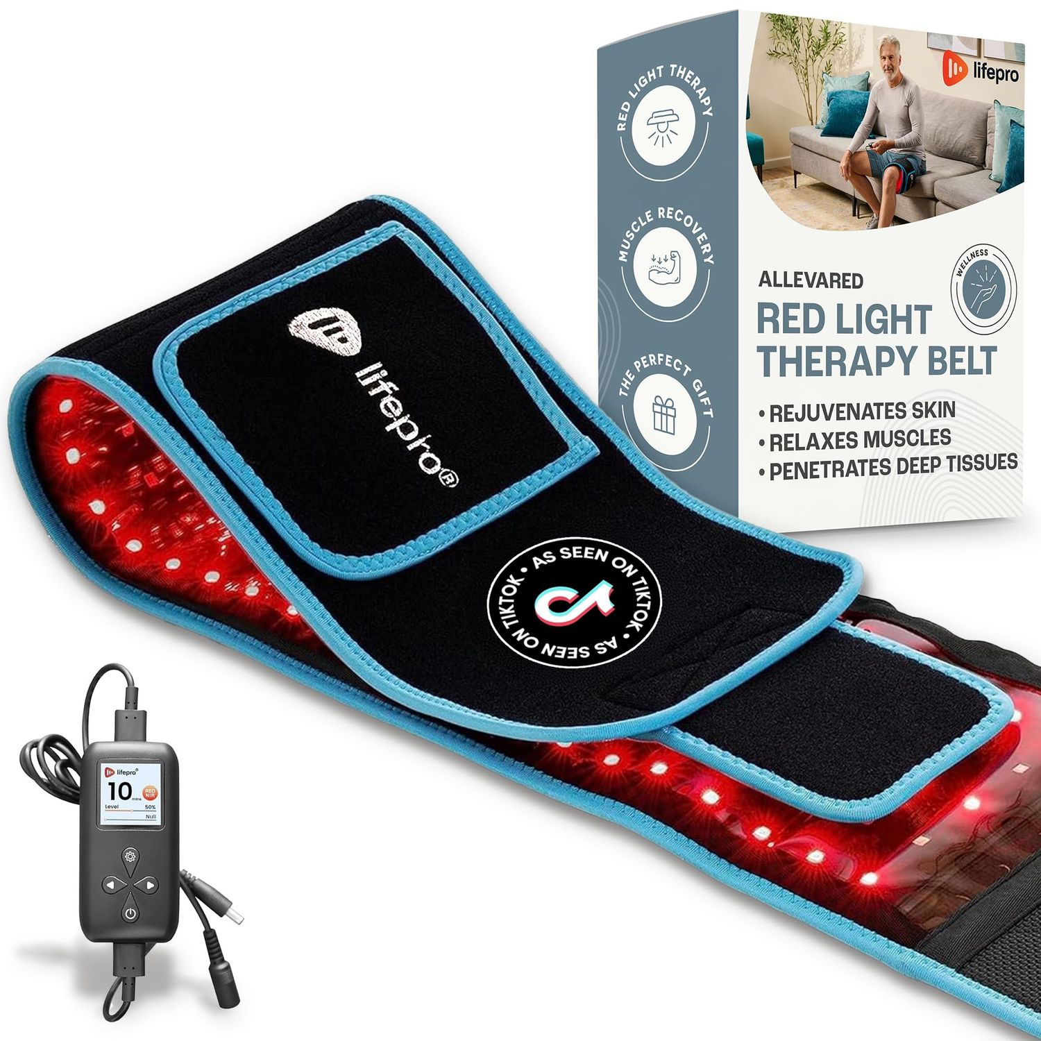 Lifepro Red Light Therapy Belt - Near Infrared Light Therapy Red Light Therapy for Body, Relaxing Muscle, Inflammation, Improve Circulation - Infrared Therapy or Infrared Light Therapy Device