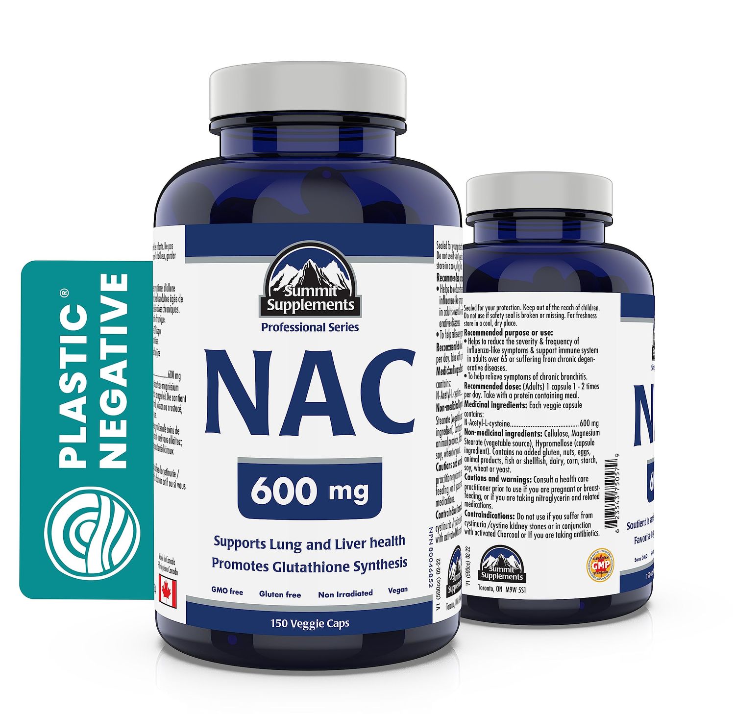 Summit Supplements - NAC Supplement 600mg, Nac n-Acetyl cysteine, Supports Antioxidant Glutathione Levels, Immune System Support, Liver Support - Product of Canada - 150 Capsules