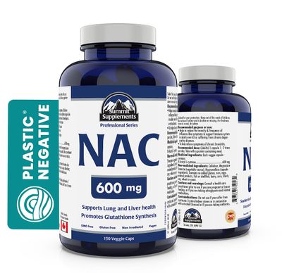Summit Supplements - NAC Supplement 600mg, Nac n-Acetyl cysteine, Supports Antioxidant Glutathione Levels, Immune System Support, Liver Support - Product of Canada - 150 Capsules