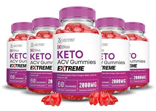 5 Pack Bliss Keto ACV Gummies Extreme 2000MG Bliss Keto Gummies Apple Cider Vinegar Formulated with Pomegranate Beet Juice Powder B12 Vegan Non GMO 300 Gummys