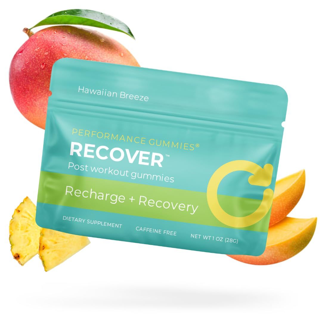 SGC Recover Performance Gummies - Post-Workout Recovery Gummies for Muscle Repair, 12-Pack, Hawaiian Breeze, Energy Replenishment, and Soreness Relief BCAAs, Ginger, Glycogen Recharging