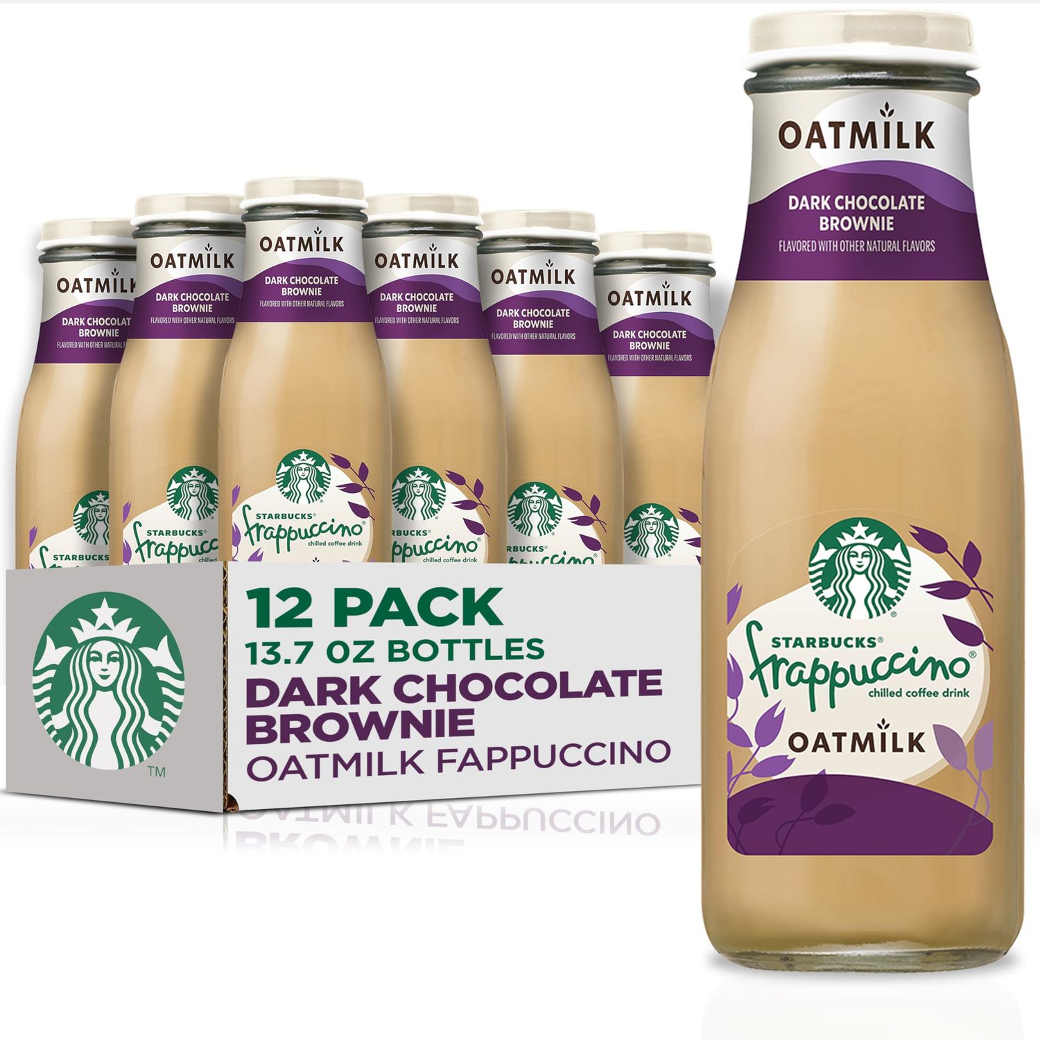 Starbucks Oatmilk Frappuccino, Coffee Drink, Dark Chocolate Brownie Oat Milk, 13.7 fl oz Bottles, Iced Coffee Pack of 12