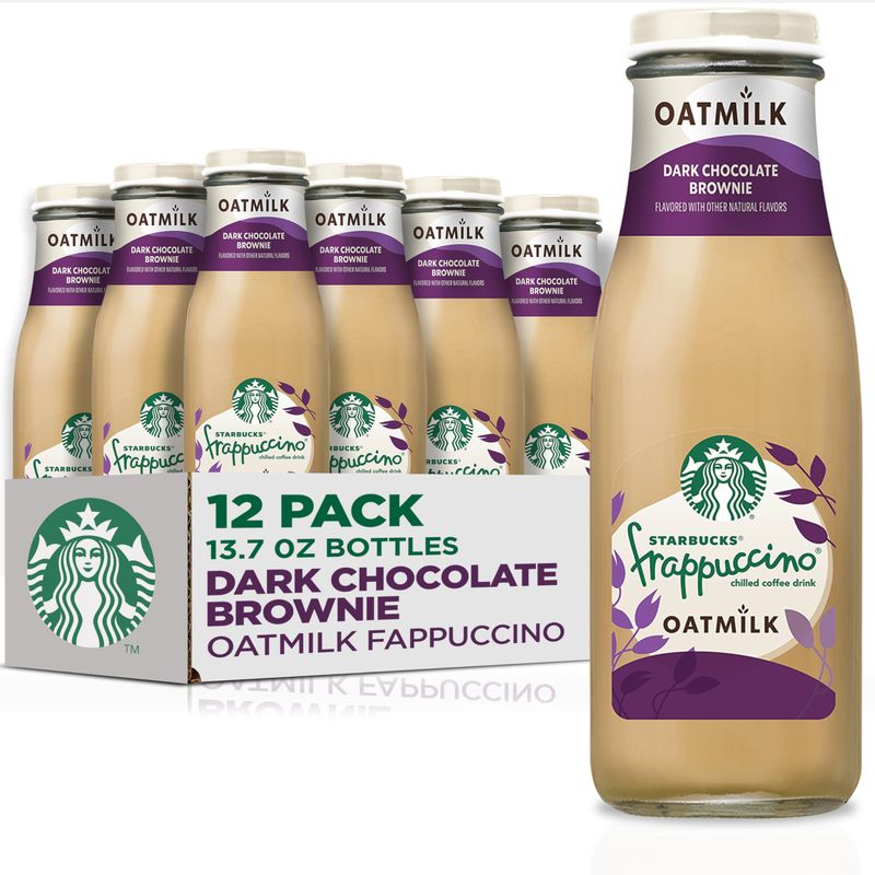 Starbucks Oatmilk Frappuccino, Coffee Drink, Dark Chocolate Brownie Oat Milk, 13.7 fl oz Bottles, Iced Coffee Pack of 12