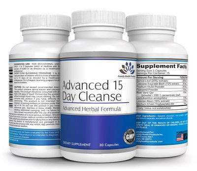 Family Health Products Colon Cleanse - Detox Pills for Women or Men, 15 Day Supplement with Probiotics Supplement Superfoods 15-Day Cleansers for Healthy Bowel Movements 30 Capsules, 15 Servings