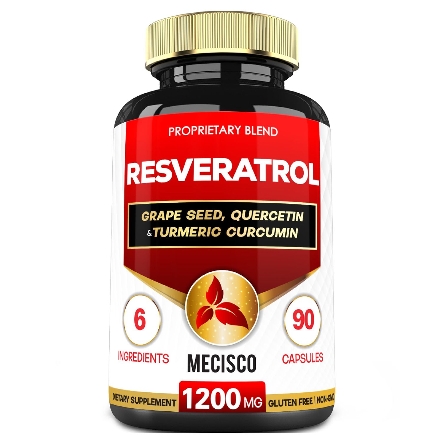 Trans Resveratrol Supplement with Grape Seed, Milk Thistle, and More - Resveratrol Organic - 6 Herbal Supports for Immune System, Heart Health, Body Management Joint Health - 90 Capsules