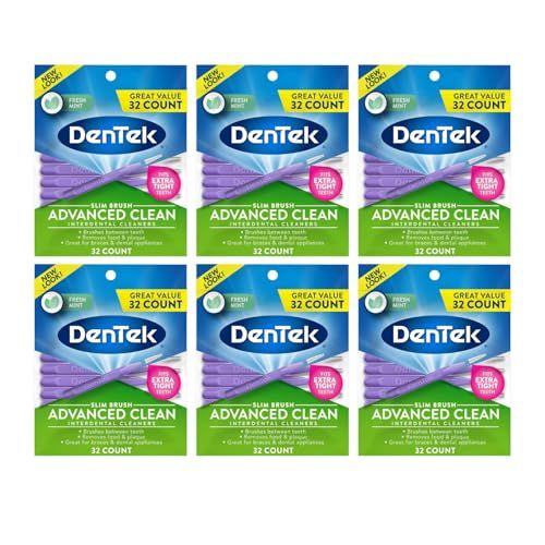 Dentek Slim Brush 32 Count Deep Clean Tight Teeth 6 Pack