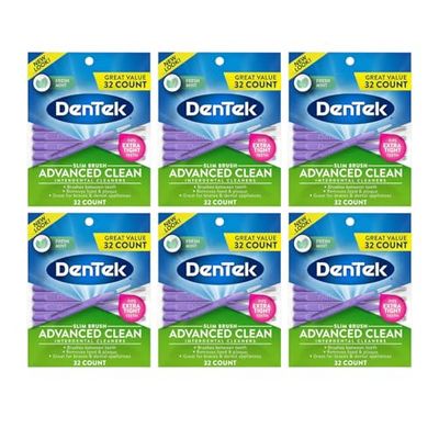 Dentek Slim Brush 32 Count Deep Clean Tight Teeth 6 Pack