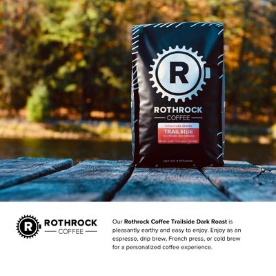 Rothrock Coffee - Trailside - Dark Roast - Whole Bean Coffee - For Espresso, Drip Brew, French Press More - Full-Bodied Smooth - Rich Chocolate Nutty Notes - 5 lb Bulk Bag