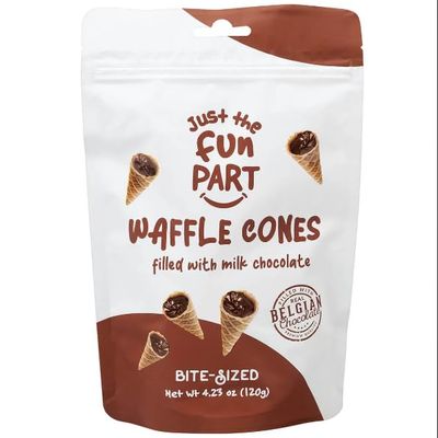 Just The Fun Part Belgian Milk Chocolate Crispy Mini Waffle Cones, Kosher, 4.23 Ounces Pack Of 6