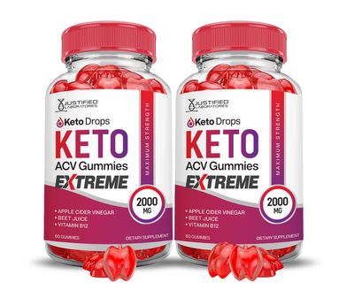 2 Pack Keto Drops Keto ACV Gummies Extreme 2000MG Keto Drops Keto Gummies Advanced Formula Apple Cider Vinegar with Pomegranate Beet Juice Powder B12 Vegan Non GMO 120 Gummys