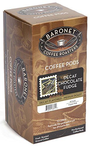 Baronet Coffee Pods DECAF Chocolate Fudge-54 Pods Flavored Single Cup Use, Like Senseo 3 Boxes of 18 Single Serve 10 Gram Regular Strength, Med Roast Decaf Choc Fud