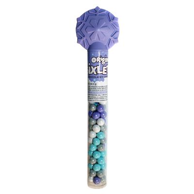 Original Chocolatey Candies in Cane with Snowflake Topper - 1.5 oz, Metallic White, Blue, Purple Green Candies, Festive Lavender Tube for Holiday Gifting Pack of 1, Original