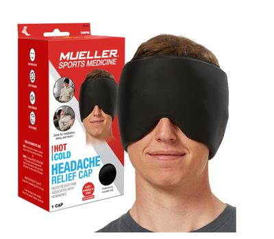 MUELLER Sports Medicine Slim Migraine Cap, Ice Pack for Injuries and Pain Relief, Hot Cold Therapy, Black