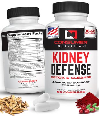 Consumer Nutrition Kidney Detox Cleanse Capsules- with Cranberry Extract, Astragalus Root, More for Urinary Tract, Kidney Defense Supplement - 60 Capsules