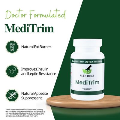 M.D. Blend M.D. MediTrim - Expert Formulated Supplement Energy, Satiety, Physique Goals - Smooth System Balance - Green Coffee Bean, Green Tea, Apple Cider Vinegar, Hibiscus - 90 Capsules