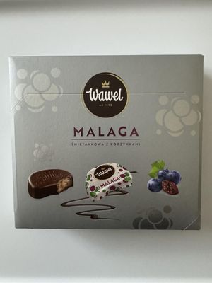 Wawel Malaga Smietankowa z Rodzynkami Premium Chocolate Covered Cream Fudge with Raisins 330g11.64oz Box