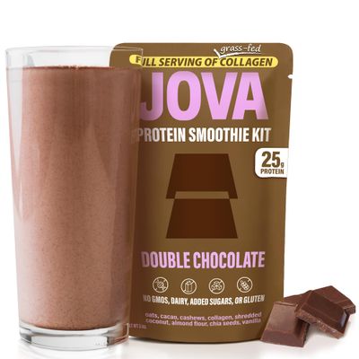 JOVA Meal Replacement Smoothie Kit Creamy, Nutrient-Packed Ready in 2 Minutes 25g Protein, 11g Fiber Gluten-Free, Non-GMO, No Added Sugar, High Fiber, USA-Made - Double Chocolate, 12-Pack